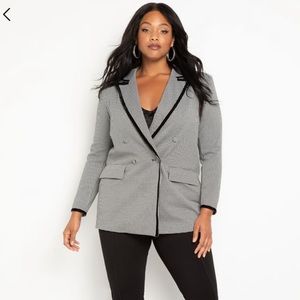 Eloquii Houndstooth Exaggerated Shoulder Blazer